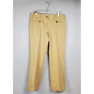 Talbots Signature Tan Khaki Straight Leg Pants Womens 12P NWT Cotton Stretch